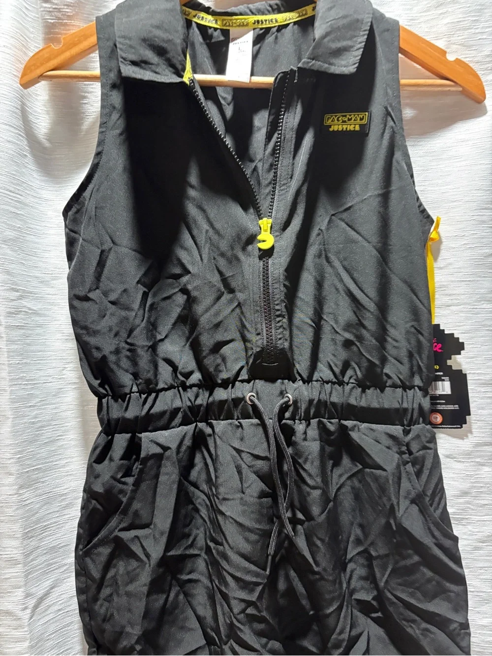 Set of 2 Sleeveless Romper - Black with Yellow Accents girls Size 12/14